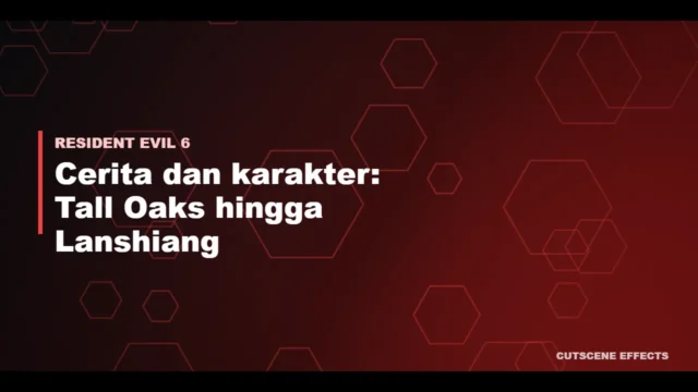 Ilustrasi cerita dan karakter Resident Evil 6 dengan latar kota bernuansa merah