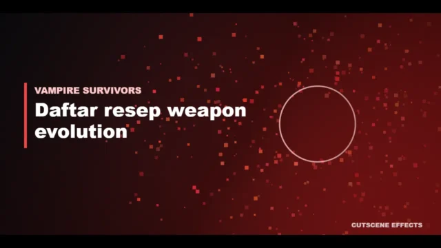 Ilustrasi weapon evolution Vampire Survivors dengan kerumunan musuh berwarna merah