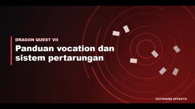 Ilustrasi panduan vocation Dragon Quest VII dengan simbol kartu dan lingkaran merah